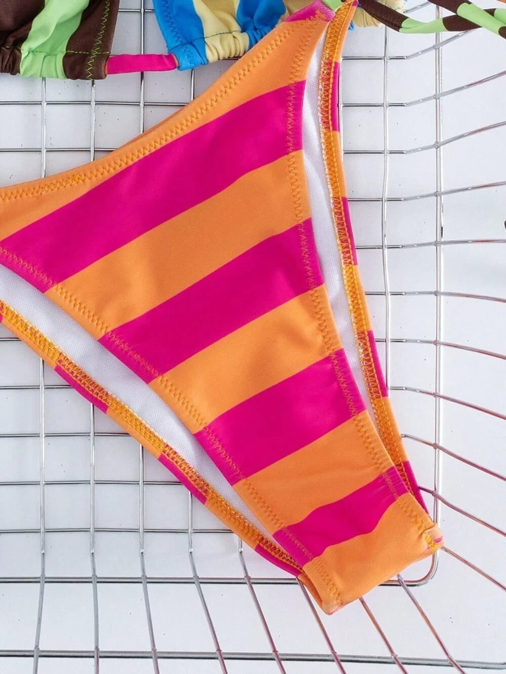 Multicolor Chic Striped Print Women's Two-Piece Halter Tie Bikini